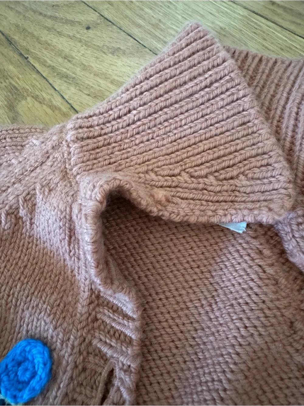 Misha And Puff Terracotta Knit Baby Matching Set with Cream & Green Appliqués